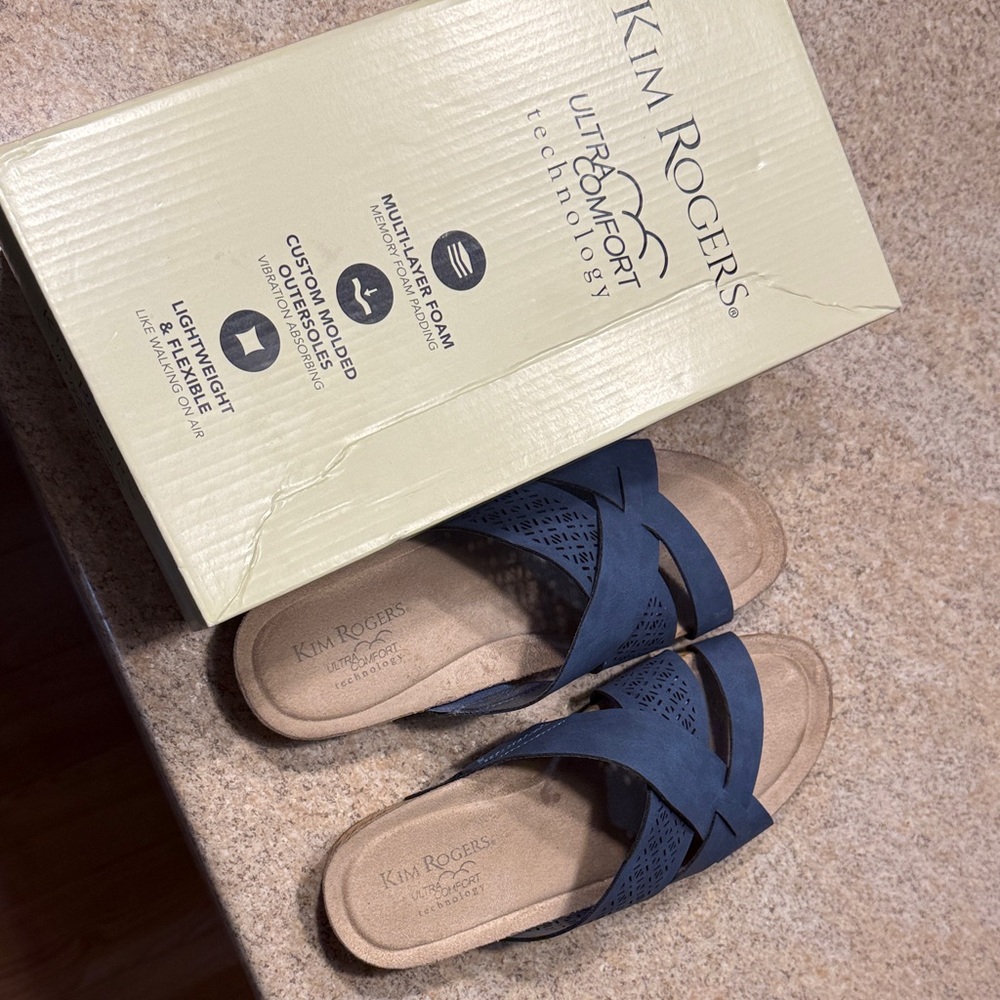 Kim Rogers Women's Blue Slide Sandals